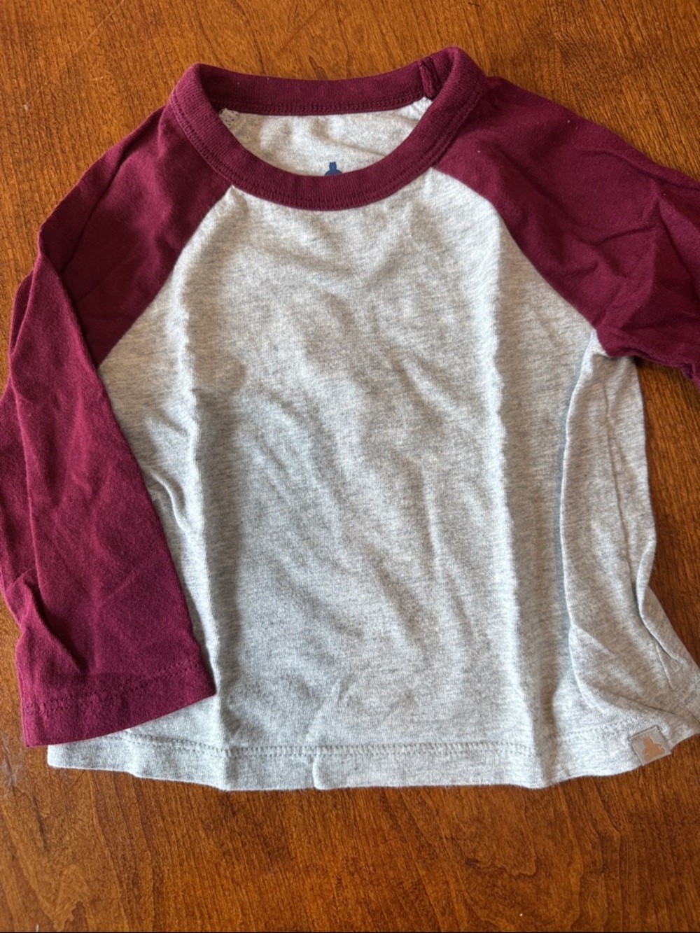 Gap Baby Raglan Long-Sleeve Shirt - Gray & Maroon